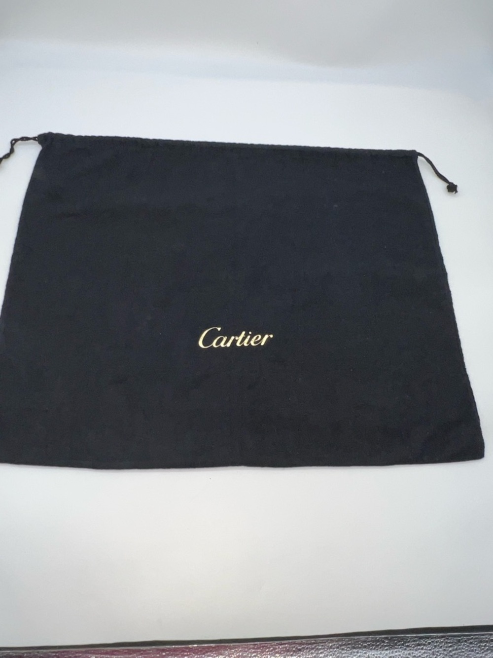 Authentic Cartier Black Cotton Flannel Drawstring Dust Bags w/Gold Logo-XL